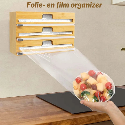 Bamboo foil dispenser 3 in 1 organizer