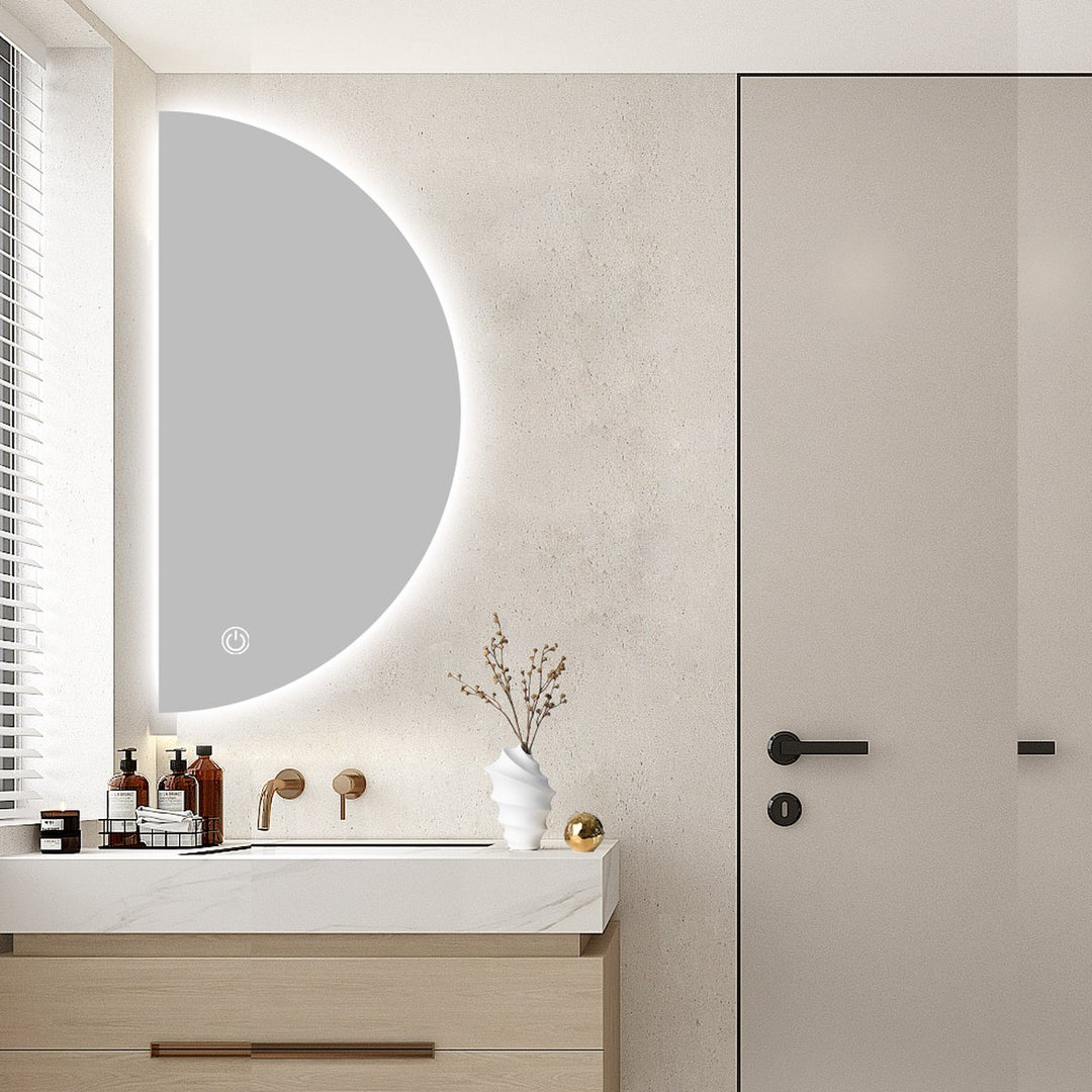 Miroir de salle de bain LED demi-rond