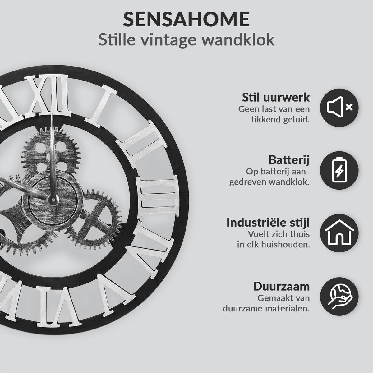 Horloge murale Sinclair en argent