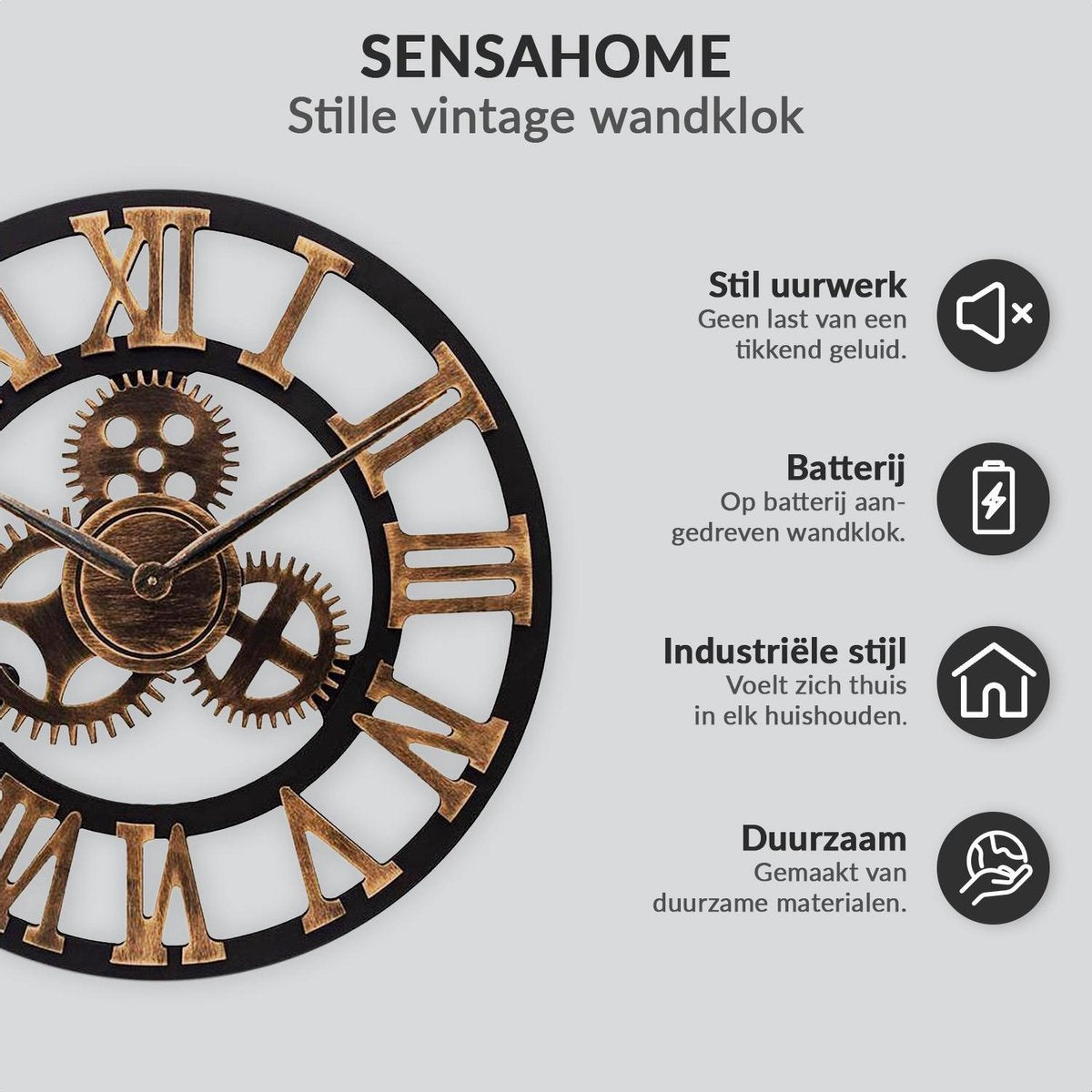 Wall clock Sinclair in gold