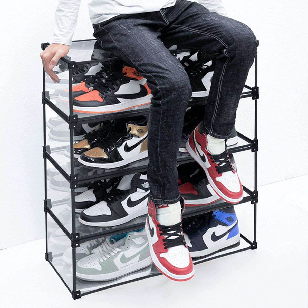 Set mit 4 transparenten Sneaker-Displayboxen