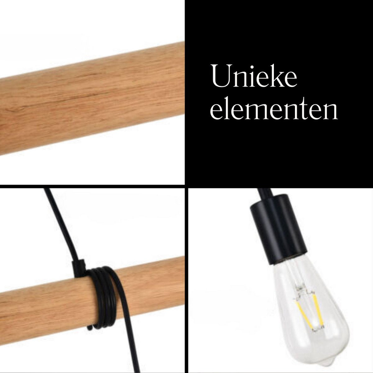 Holzpendelleuchte Callum 5 Lichter