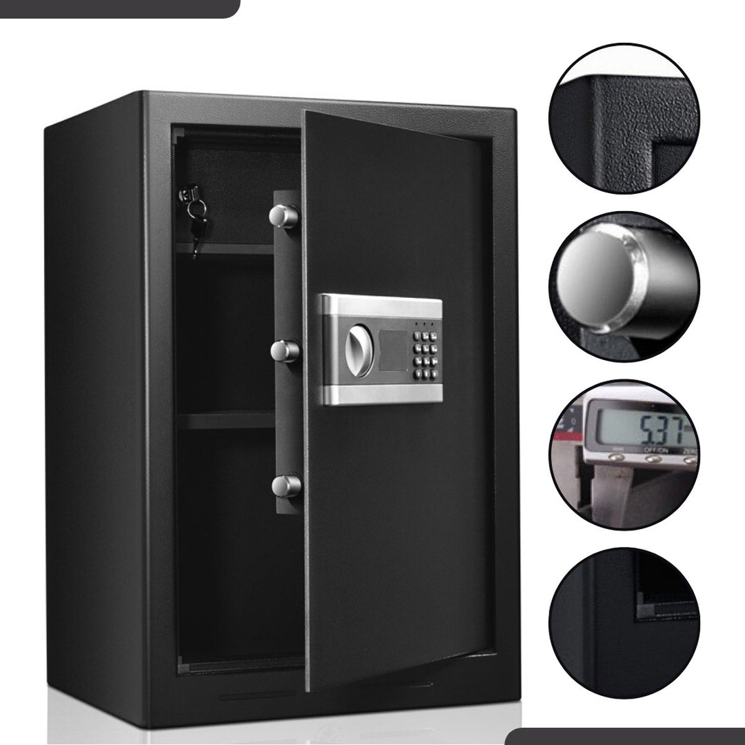 Buxibo - Caja fuerte ignífuga para villa - Caja fuerte de seguridad - Caja fuerte - Con cerradura de código digital y llave - Metal - Negro