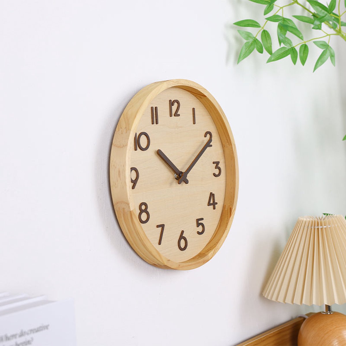 Wall clock Porto Nordic wooden style Ø 30 cm