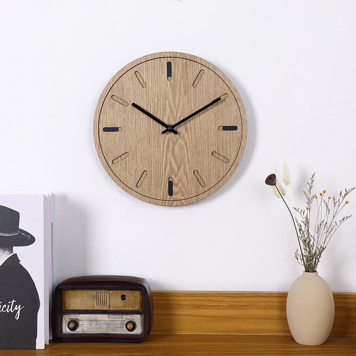 Wall clock Bogota Scandinavian design wood Ø 30 cm