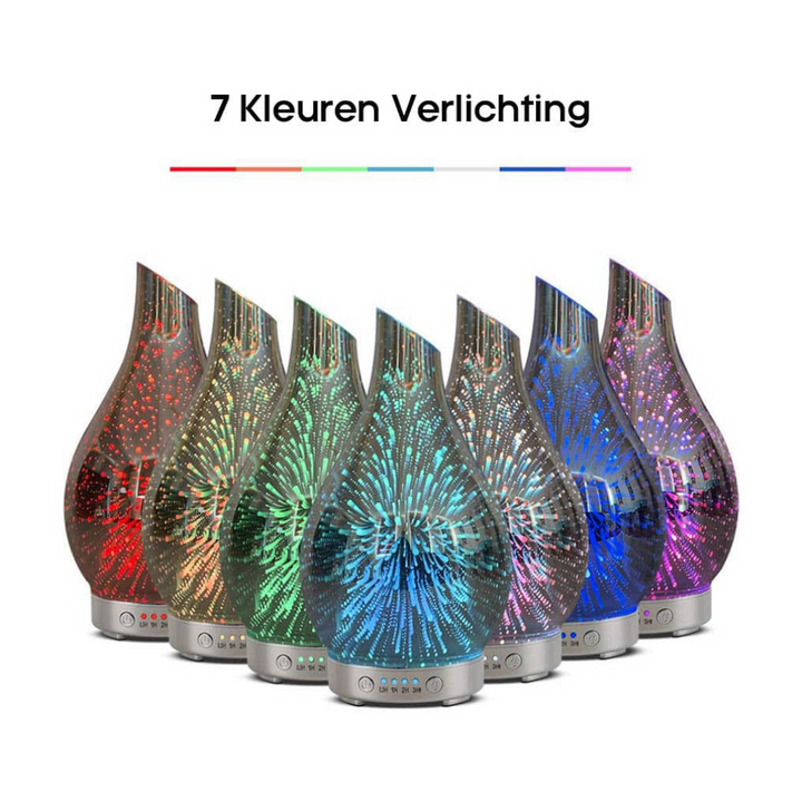 Glazen 3D Aroma Diffuser - Nachtlamp en Luchtbevochtiger - Kleurrijke LED-verlichting