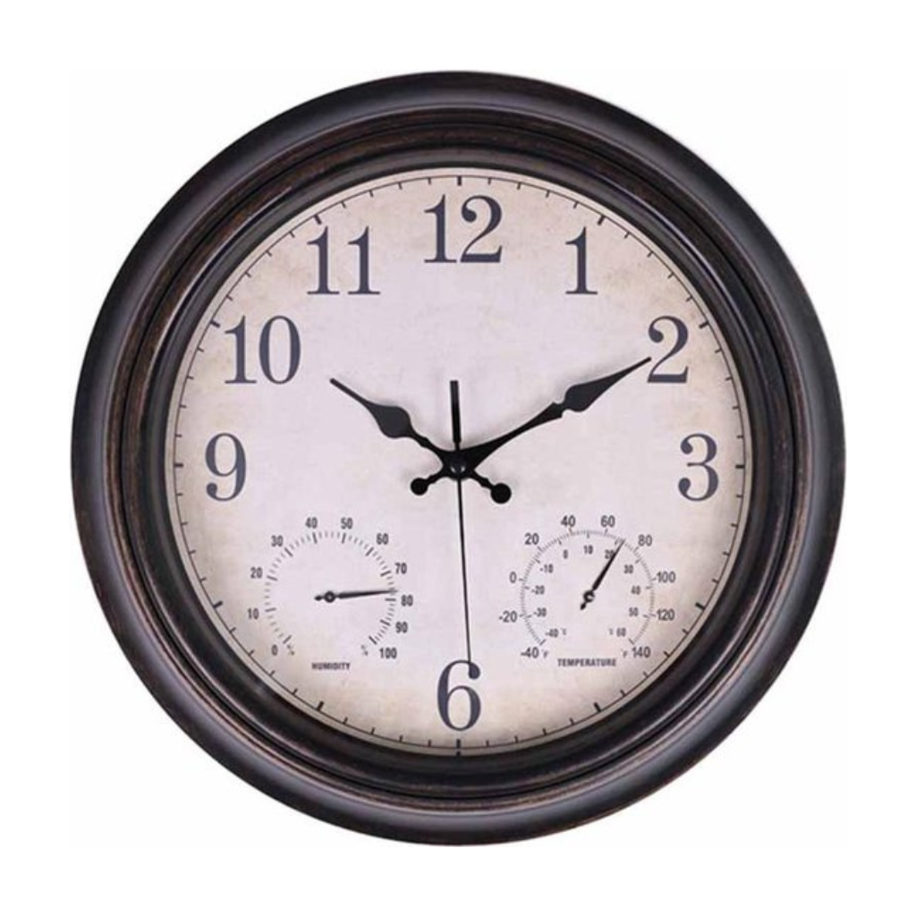 Reloj de pared clásico de cuarzo para exteriores - con movimiento silencioso - 35 cm