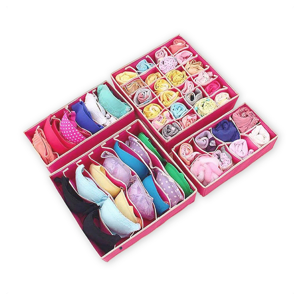 Clothing Storage Box Set - 4 Pieces - Foldable