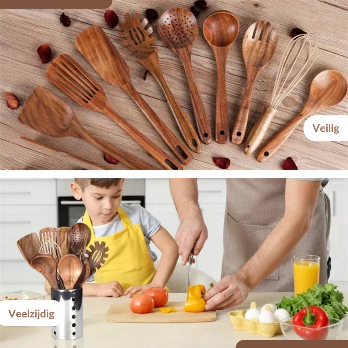 Luxury teak kitchen utensil set of 10