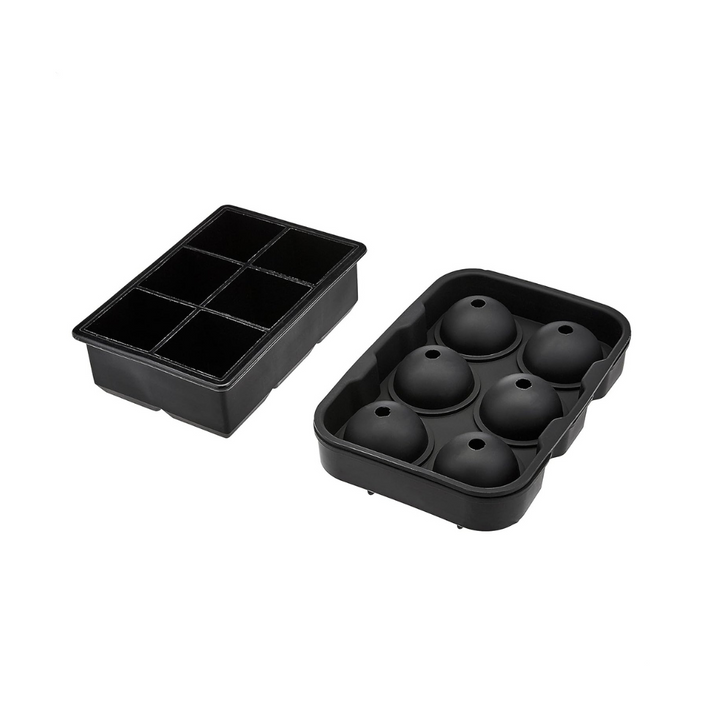 Ice Cube Tray Set - Round and Square - 2 x 3 Shapes - Set of 2