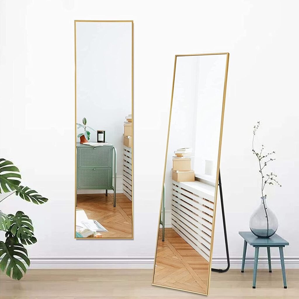 Ganzkörperspiegel – minimalistischer Design-Wandspiegel – modern – 39 x 156 x 4 cm (Gold)
