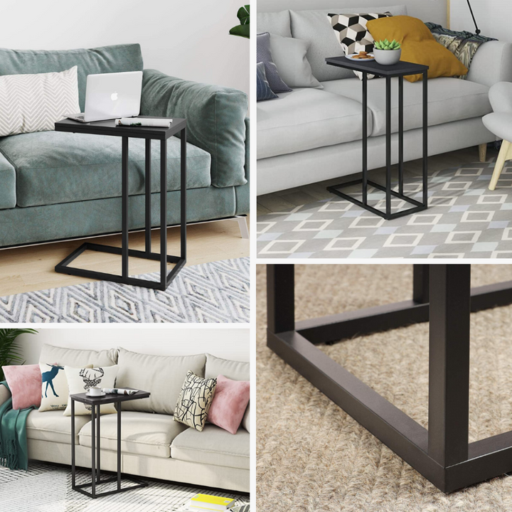 Luxuriöser Beistelltisch für das Sofa (quadratisch, Laptoptisch, Beistelltisch) – Industriell – Schwarz (35 x 35 x 63,5)