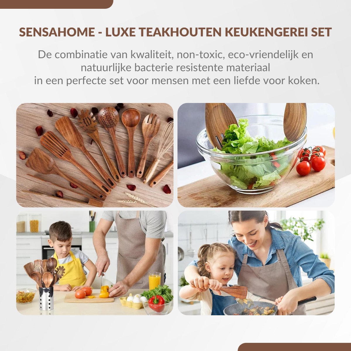Luxury teak kitchen utensil set of 10