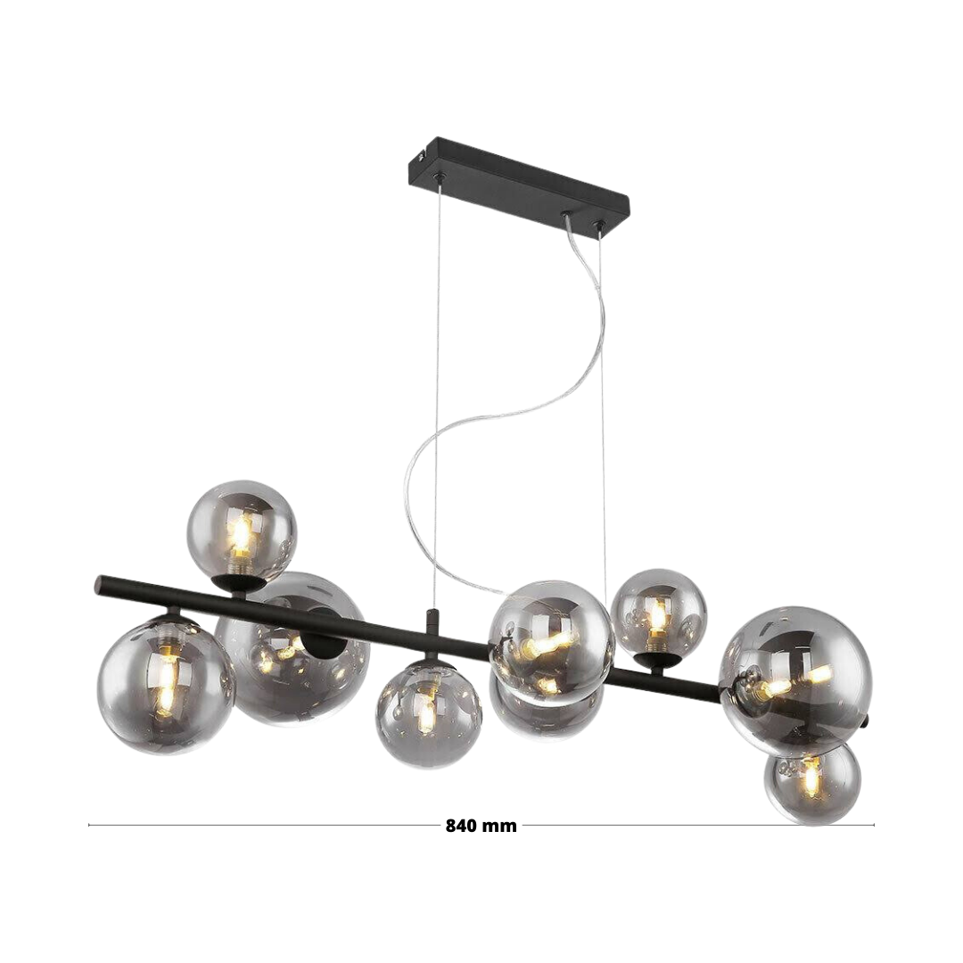 Lámpara colgante de mesa de comedor de vidrio con 9 lámparas - Negro