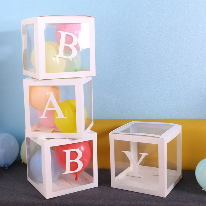 Bloques de letras transparentes para revelar género - Caja de globos para bebés - Decoración de fiestas