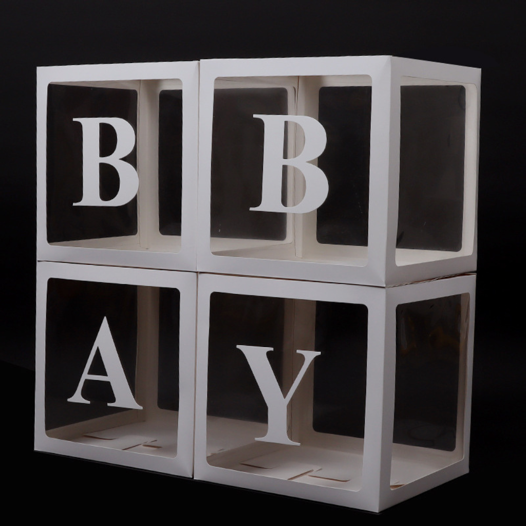 Transparent Gender Reveal Letter Blocks - Babyballonglåda - Festdekoration