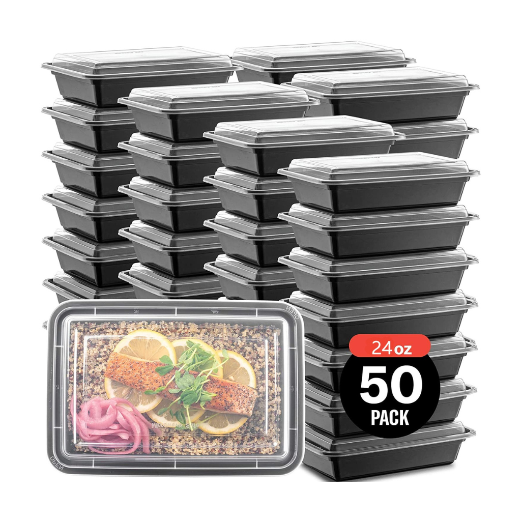 50 Meal-Prep-Behälter – Gefrier- und Frischhaltebehälter – mikrowellen- und spülmaschinenfest – Schwarz