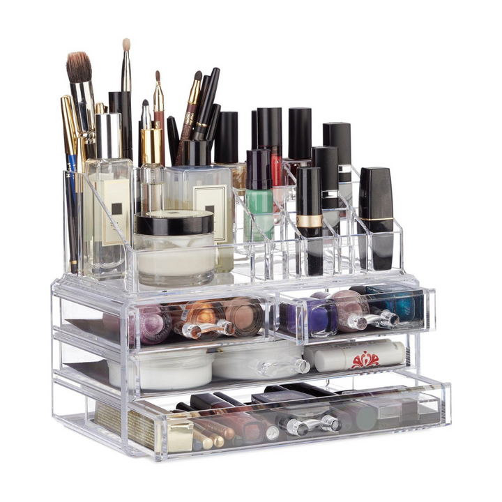 Make-up-Organizer mit verstellbaren Schubladen – Kosmetik-Aufbewahrungsbox (transparent)