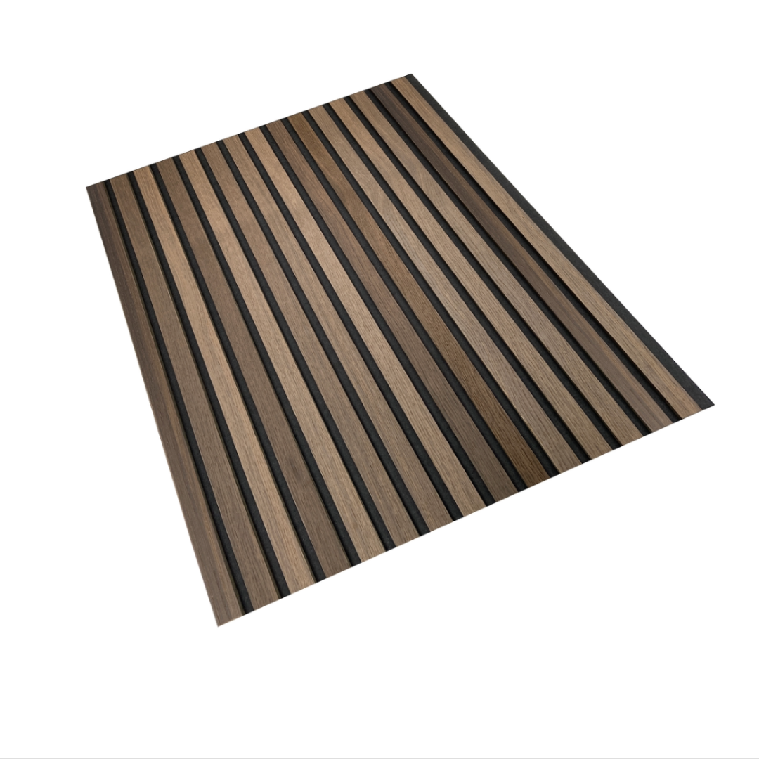 SensaHome Akupanels - Sada 4 - Vysoce kvalitní dřevěné panely - Akustické nástěnné panely - DŘEVĚNÉ panely - Vyrobeno z pravého dřeva - Dřevěná dýha na černém filtu - 60x60cm - Kouřený dub