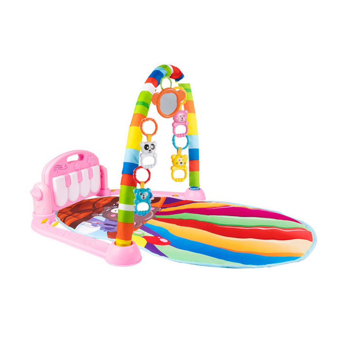 3in1 Baby Gym & Toddler Gym med Piano Lekmatta och Spegel Varmluftsballong Rosa