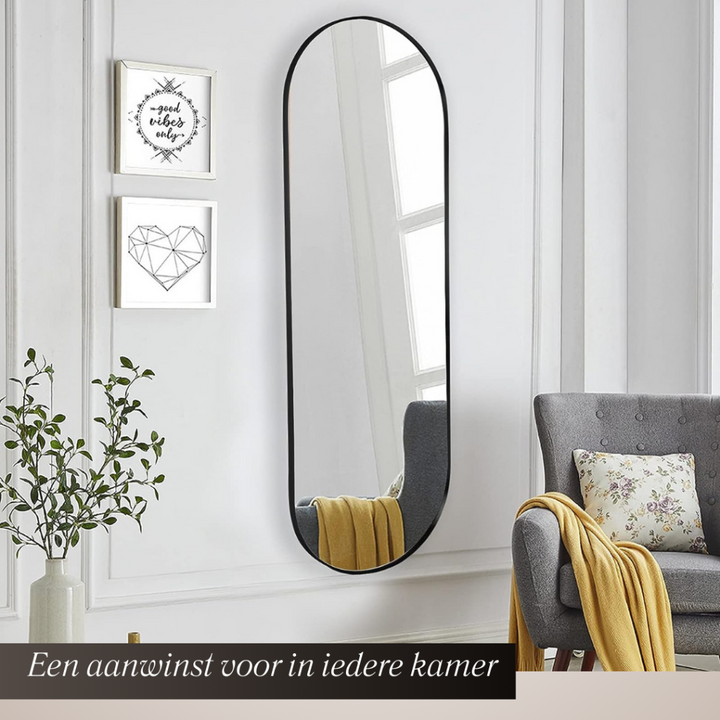 Ovaler Ganzkörperspiegel – Minimalistischer Wandspiegel – 50 x 160 cm – Gold