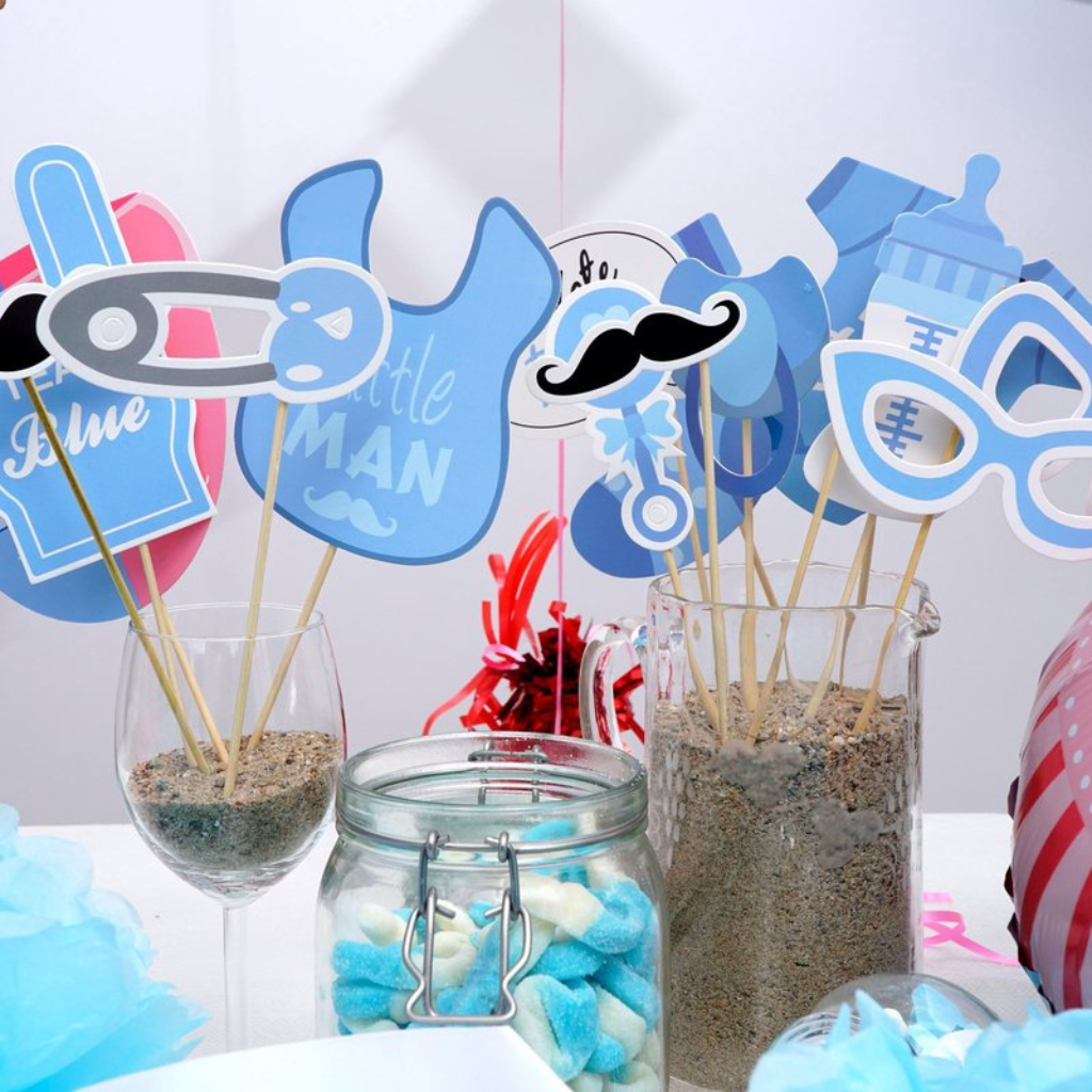 Gender reveal party set with setup guide