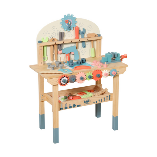 Wooden toy workbench for children