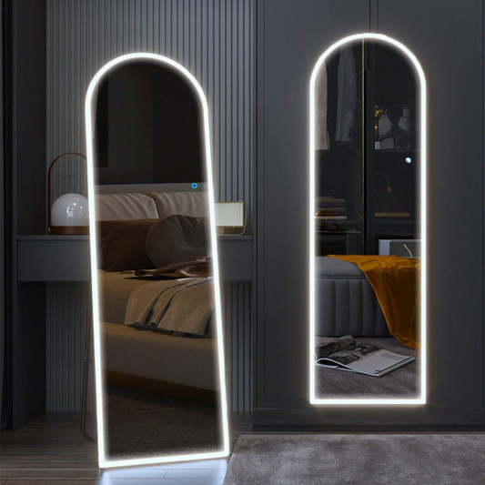 Oval frameless standing mirror Ophelia with LED lighting