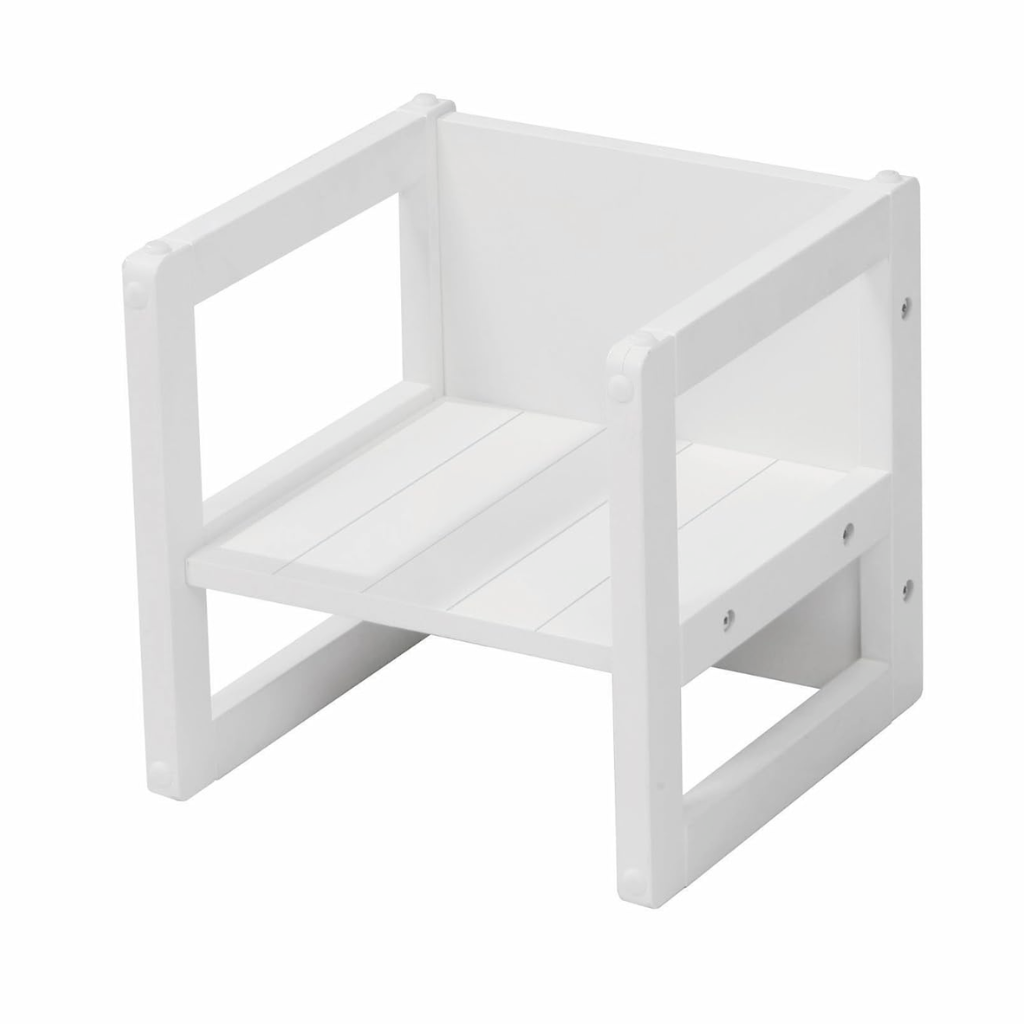 White wooden Montessori high chair