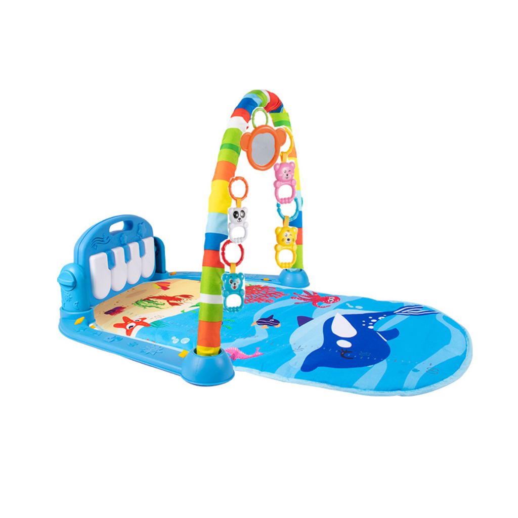 3in1 Baby Gym & Toddler Gym med Piano Play Mat og Mirror Ocean Blue