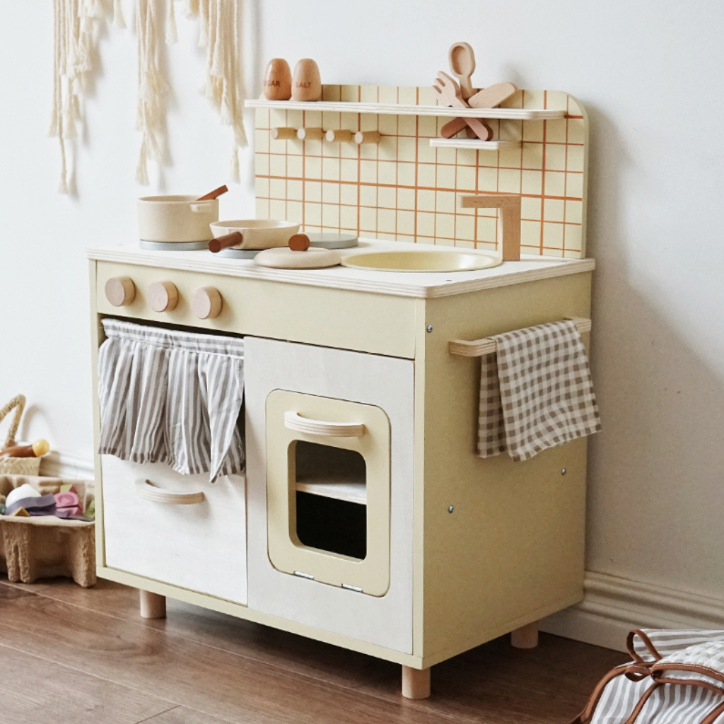 Wooden toy kitchen for children