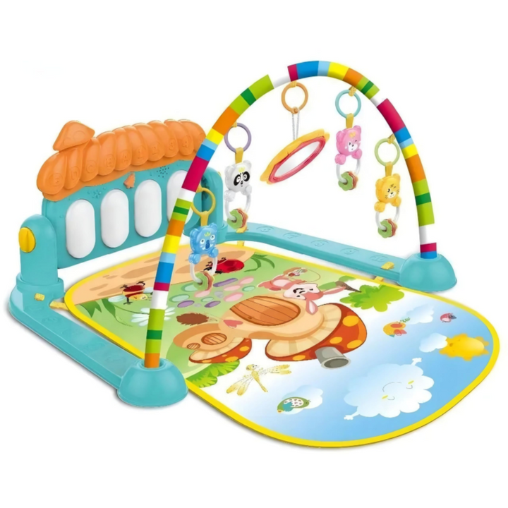 3-in-1 Baby Gym with Piano Play Mat and Mirror Mushroom