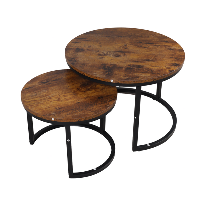 Antieke houten ronde tafels set