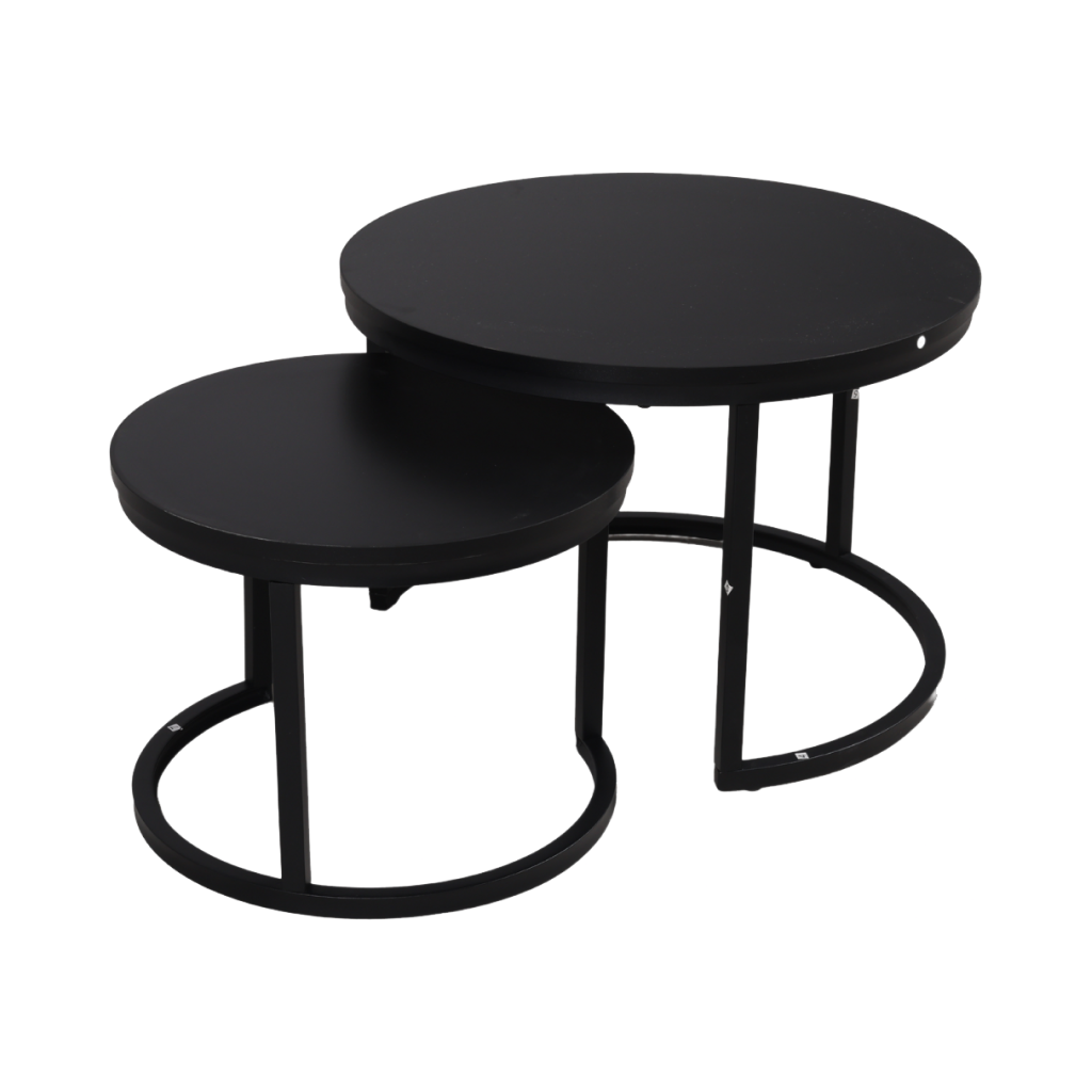 Black antique wooden round tables set