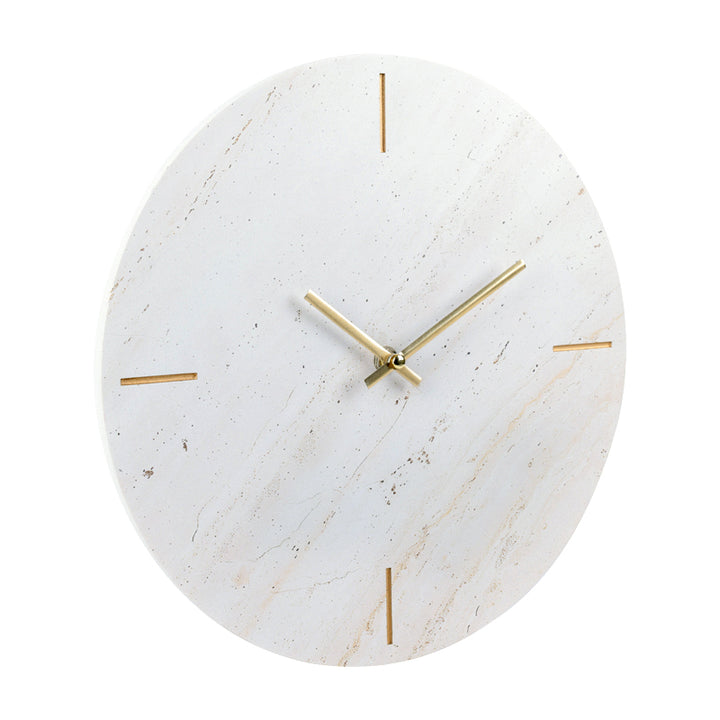 Reloj de pared Nairobi Luxury Japandi Modern Marble Look 30 cm - Blanco