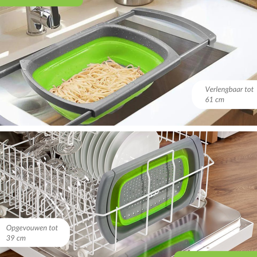 3-teiliges faltbares Küchensieb-Set – Grün/Grau –