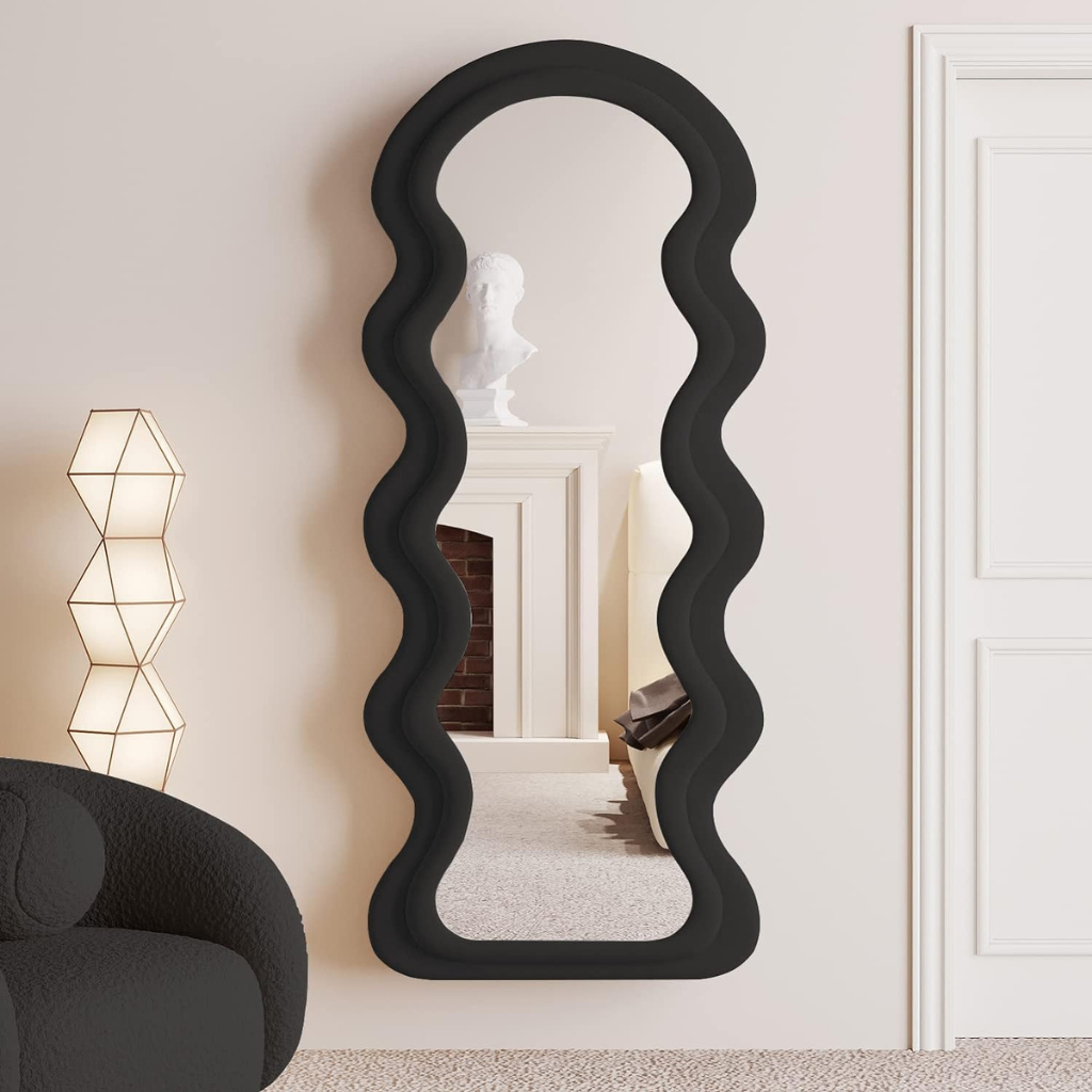 Celovečerní zrcadlo Suede Velvet - 160x60cm - Black