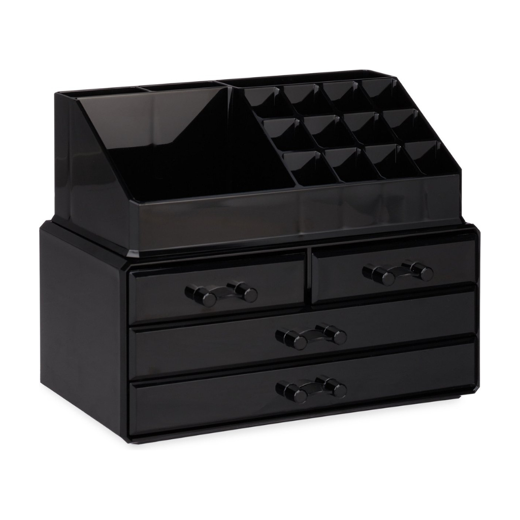 Make-up-Organizer mit verstellbaren Schubladen – Kosmetik-Aufbewahrungsbox (schwarz)