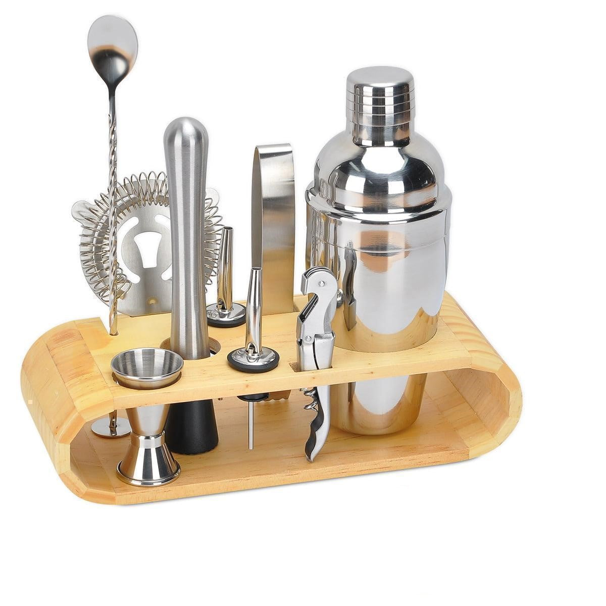 10-piece cocktail shaker set with stand