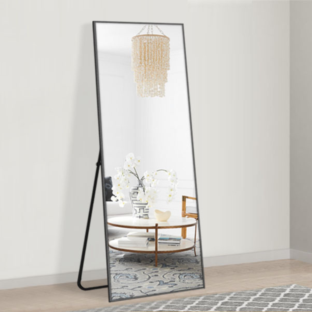 Ganzkörperspiegel – minimalistischer Design-Wandspiegel – modern – 39 x 156 x 4 cm (schwarz)