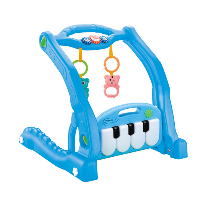 2in1 Baby Gym & Baby Walker med Piano Play Mat og Mirror Blue