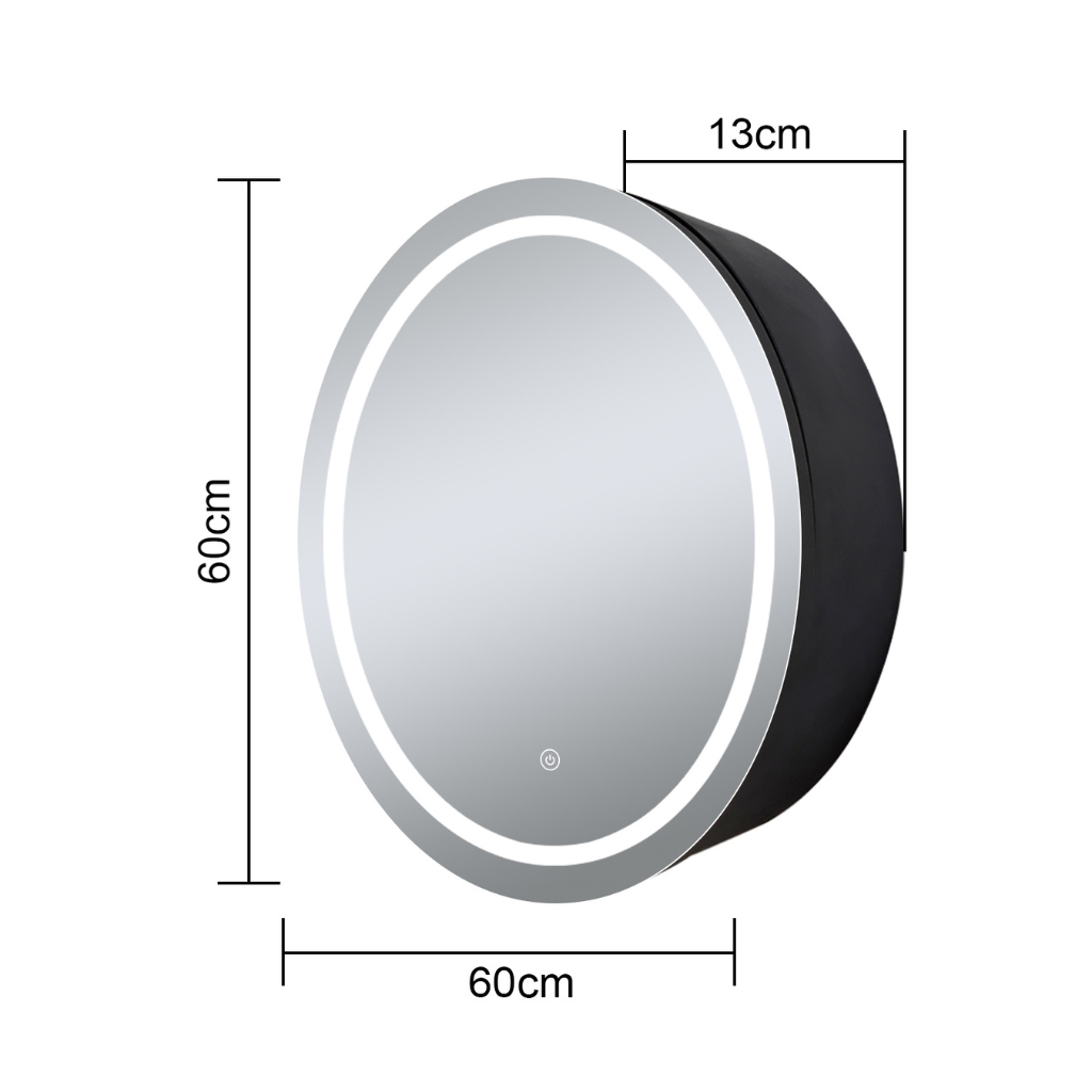 Round mirror cabinet with LED lighting - 60x60cm