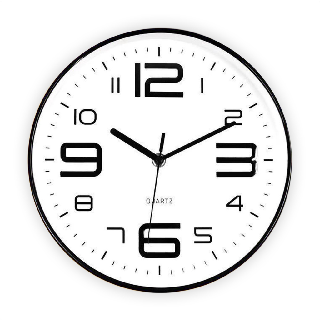 Wanduhr – Lautloses Uhrwerk – 25 cm Durchmesser (Weiß)