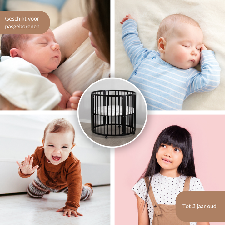 Runder Baby-Laufstall – inklusive Matratze – auf Rollen