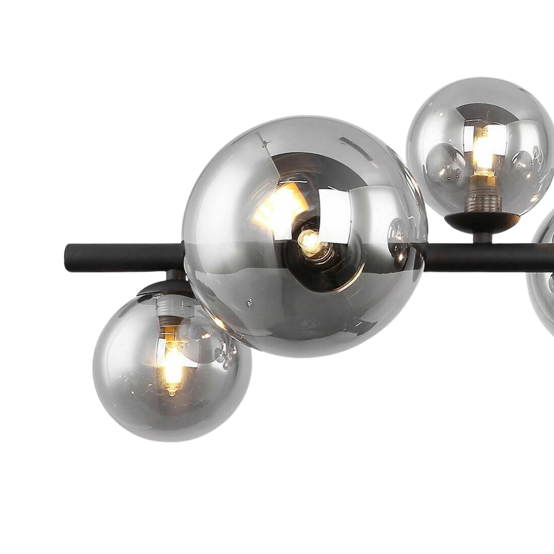 9 Lampen Esstisch-Hängelampe aus Glas – Schwarz