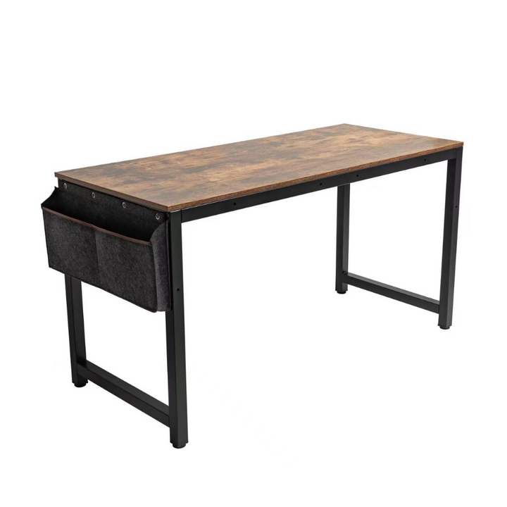 Retro Writing Table/Desk - Metal Frame - Home Office - Rustic Wood Look - Vintage Look (Black/Brown)