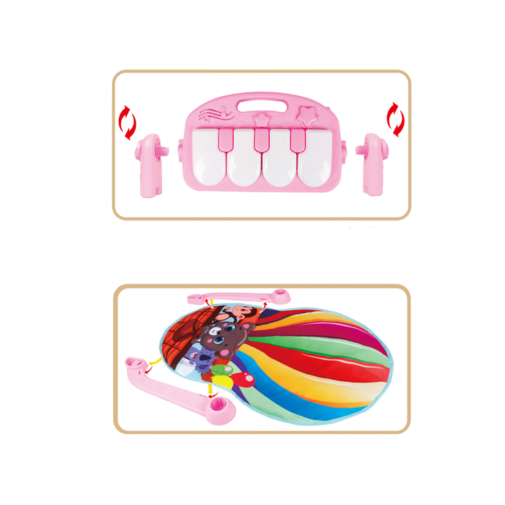 3in1 Baby Gym & Toddler Gym med Piano Lekmatta och Spegel Varmluftsballong Rosa