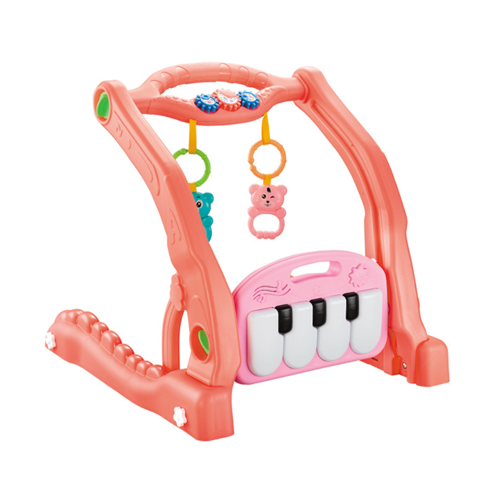 2in1 Baby Gym & Baby Walker med Piano Play Matt och Mirror Pink