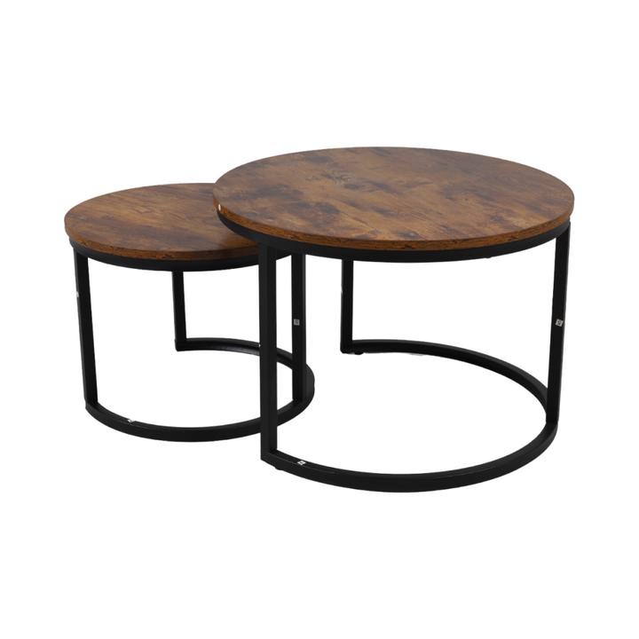 Antieke houten ronde tafels set
