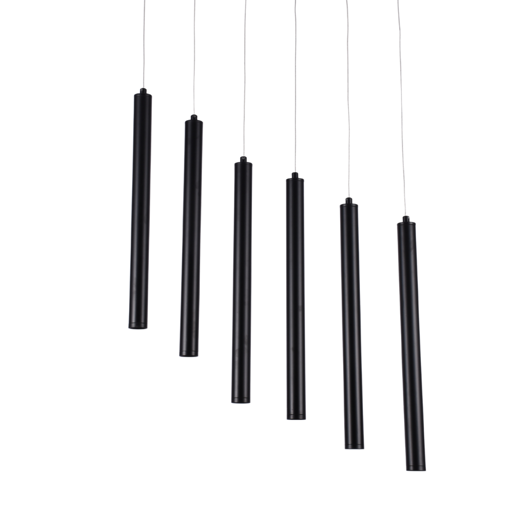 Elongated LED Hanging Lamp Black 6 Spots